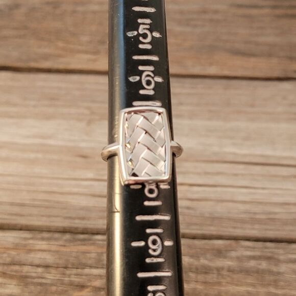 Elle Sterling Herringbone Basketweave Rectangle Ring NWOT - Picture 10 of 10